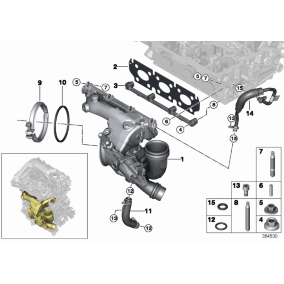 Uszczelka kolektora wydechowego BMW F20 F30 F31 F39 F45 F46 F48 MINI F54 F55 F57 F60 - 11657618035
