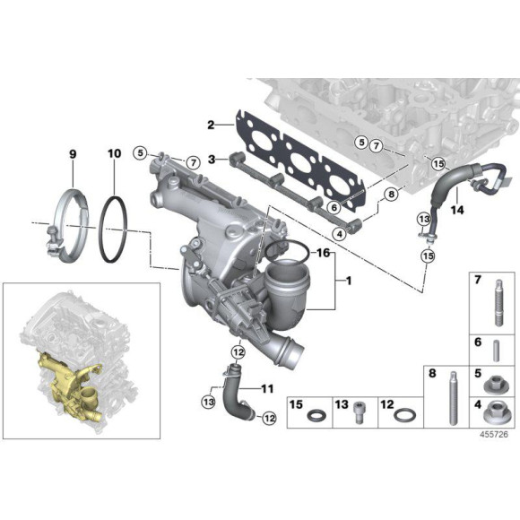 Uszczelka kolektora wydechowego BMW F20 F30 F31 F39 F45 F46 F48 MINI F54 F55 F57 F60 - 11657618035