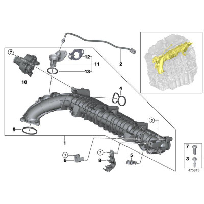 Zespół regulacyjny kol. ssącego BMW E60N E61N E70N E71 E81 E83 E84 E90 E91 F01 F10 F11 G01 F11 G15 G20 G30 - 11618575534