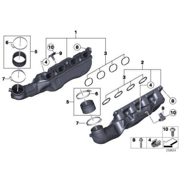 Uszczelki kol. ssącego BMW E60 E63 E65 E70 E81 E84 E90 E91 F01 F10 F12 F13 F15 F20 F21 F30 F31 - 11617547242