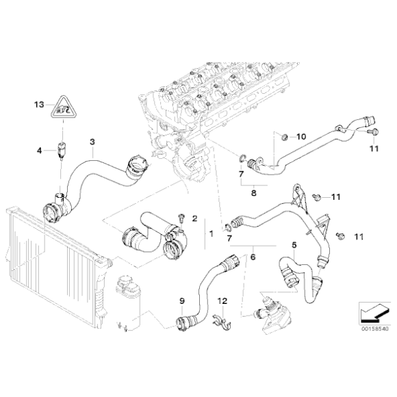 Przewód elastyczny chłodnicy BMW X5 E53 3,0i M54 - 11537500733
