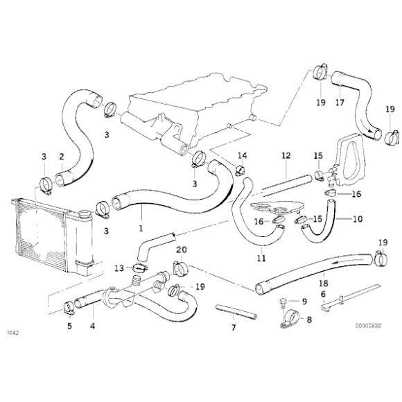 Przewód elastyczny układu chłodzenia BMW E36 318is 318i 316i M40 M42 - 11531721711