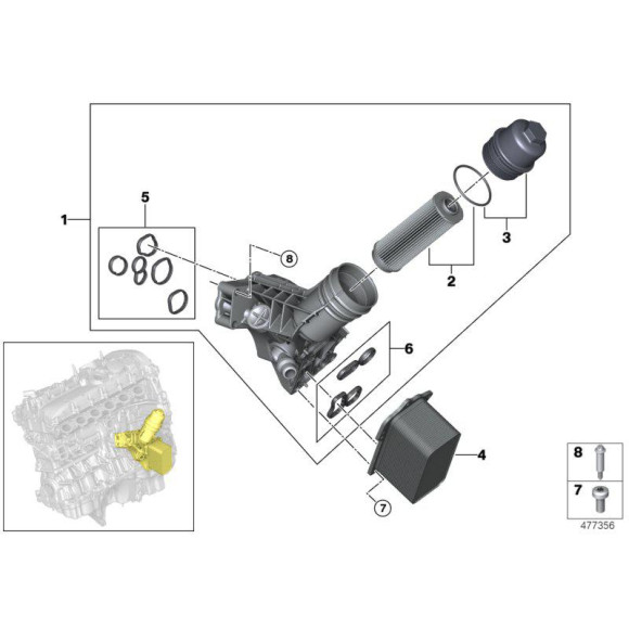Filtr oleju BMW F20 F21 F30 F31 F32 F36 G01 G11 G30 G31 M140 M240 340 440 730 740 750 530 540 M550 630 640 - 11428583898