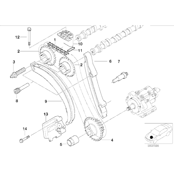 Szyna prowadząca łańcuch BMW E38 E38 E46 X5 E53 3,0d 330d 525d 530d 730d - 11312247333