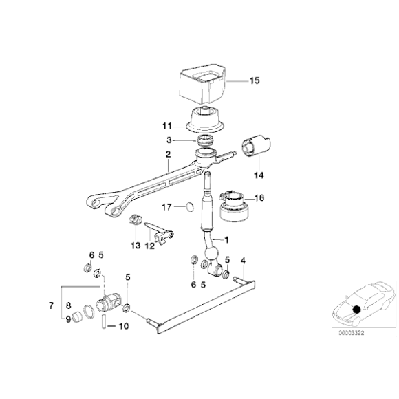 25111222709 Wybierak wodzik zmiany biegów BMW E39 523i 525tds 525td 525i 528i 530i - 25111222709 - Części oryginalne BMW Łódź | Sklep internetowy BMW