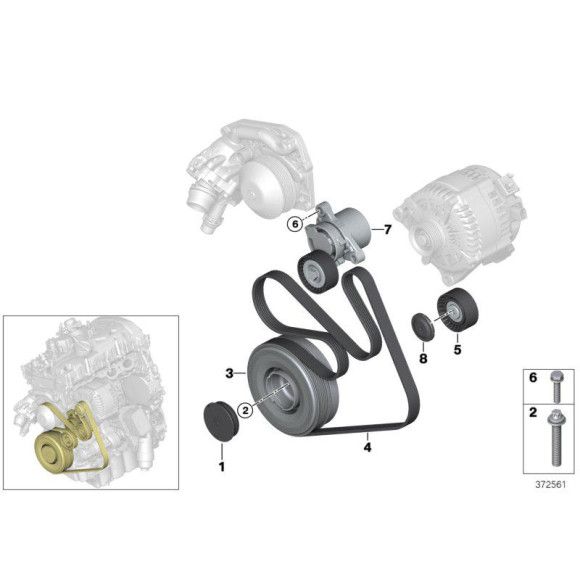 Koło pasowe wału BMW F10 F11 F20 F21 F30 F31 G01 G30 - 11237619245