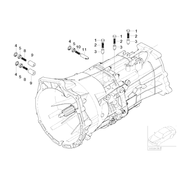 Zaślepka skrzyni biegów BMW E32 E34 E36 E38 E39 E53 X5 E60 E63 E83 X3 E87 E90 F10 F11 F12 - 23311224825