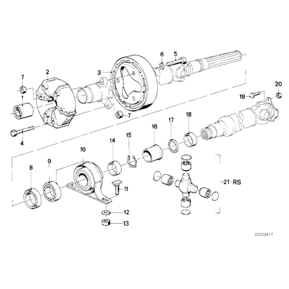 Podpora wału BMW E30 316 318 320 323 325 prod do 09/1987r. - 26121225152