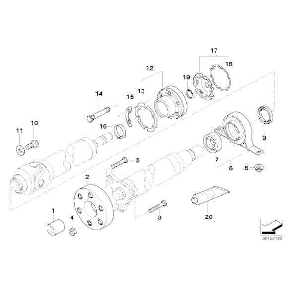 Przegub elastyczny wału BMW E46 330xd E39 535i X5 X6 X3 F10 E32 E34 3,0dx 4,0dx 4,0iX - 26111229360