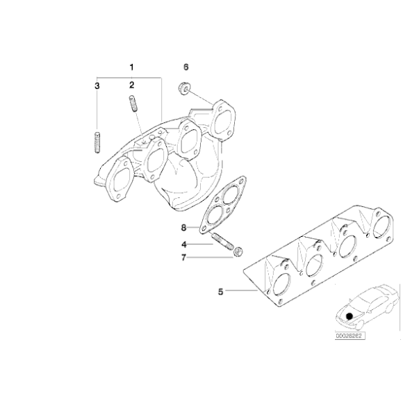 Śruba dwustronna kolektora wydechowego BMW E30 E31 E34 E36 E38 E46 316 318 750 325 M3 850 518 520 525 - 11621708999