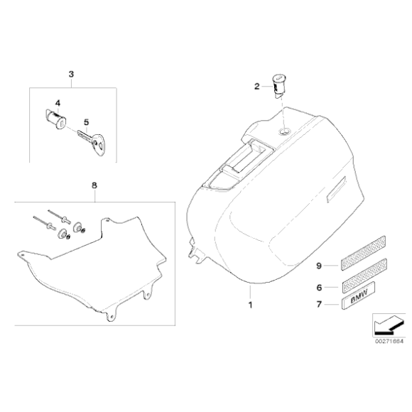 Kpl. bębenek zamek kufra BMW K27 K28 K29 K40 K43 K71 K73 - 51257688841