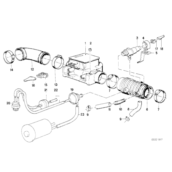 Przewód elastyczny przepływomierza powietrza BMW E12 E23 E24 E28 E3 528i 530i 535i - 13711261370