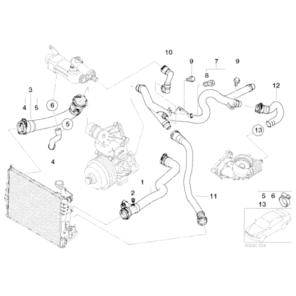 Przewód elastyczny układu chłodzenia BMW E46 330d 330xd M57 - 11537787174
