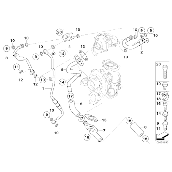 Przewód olejowy turbosprężarki BMW E60 E61 E63 E64 E70 E83 E90 E91 E92 335d 535d 3,0sd 635d 35dX - 11427795970