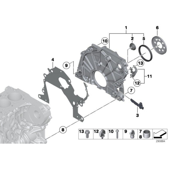Uszczelka obudowy rozrządu BMW E60N E70N E83N E87N E90 E91 F01 F10 F15 M550dX 525d 535d 530d 730d 750d 325d 330d 118d 123d 111 11147797491 Części oryginalne BMW Łódź | Sklep internetowy BMW