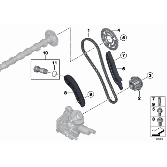 Sworzeń łożyskowy rozrządu BMW E60 E70 E71 E81 E83 E84 X1 X3 E90 F01 F10 F11 F12 F15 X5 X6 F20 F30 F25 F45 MINI G01 G05 G30 G20 