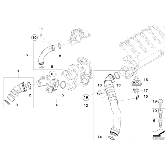 11617799873 Przewód powietrza doładowującego BMW E70 E70N E71 X5 X6 35dx - 11617799873 - Części oryginalne BMW Łódź | Sklep internetowy BMW