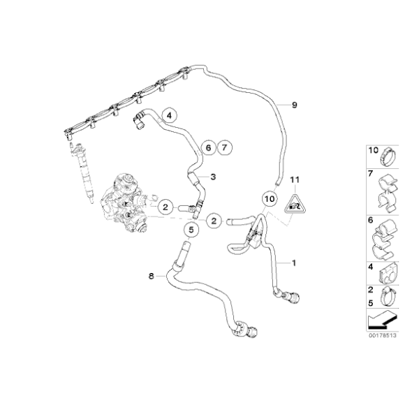 Przewód przelewowy BMW E70 E71 E90 E91 E92 E93 F01 F02 F07 F10 F11 - 13537799993
