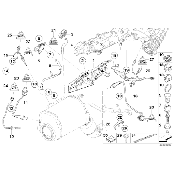 Czujnik temperatury spalin BMW E70 X5 E71 X6 E81 E84 X1 E90 E91 F01 F07 F10 F15 F16 F20 F30 - 13627805606