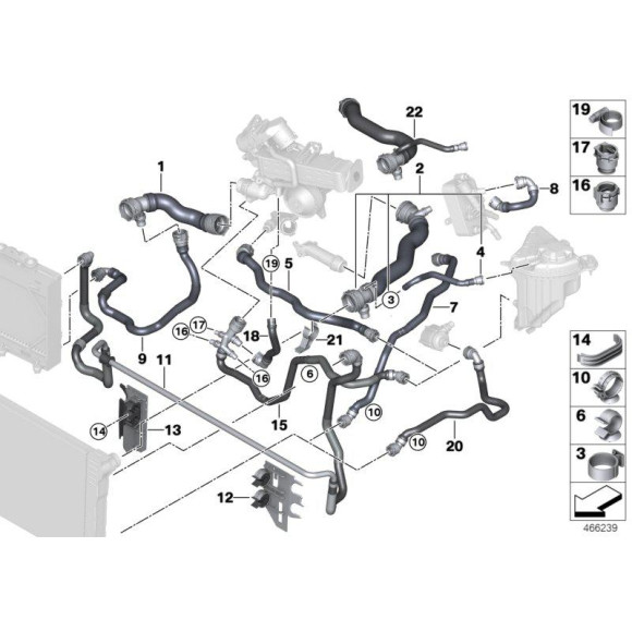 Przewód ukł. chłodzenia BMW F01 F06 F07 F10 F11 F12 F13 640d 535d 535dX 530d 530dX 730d 740d - 17127807033