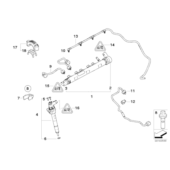 Łapa mocująca wtryskiwacza paliwa BMW E81 E84 E87 E90 E91 F01 F10 F11 F20 F30 MINI - 13537809798