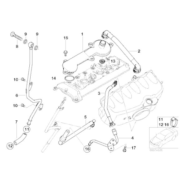Przewód elastyczny odpowietrzający skrzynię korbową BMW E46 M3 CSL - 11157833649