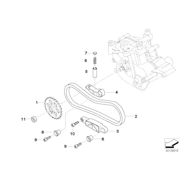 Sprężyna naciskowa pompy oleju BMW E60 E61 E63 E64 E90 E92 E93 M5 M6 M3 - 11417835445