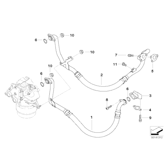 Uszczelka przewodu dopływu oleju BMW E60 E61N E63 E64 M5 M6 - 11427835453