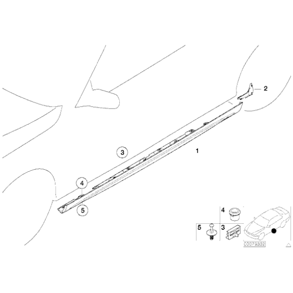 Osłona krawędzi wejścia prawa BMW E46 M3 CSL - 51717890512