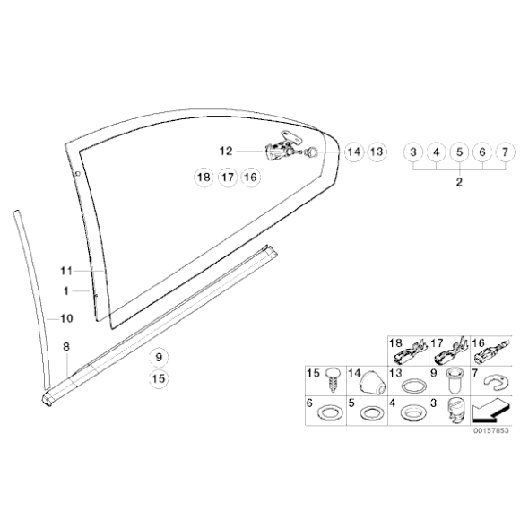 Uszczelka szyby tył lewa GLANZSCHWARZ BMW E46 Coupe 316 318 320 323 325 328 330 M3 - 51367891911