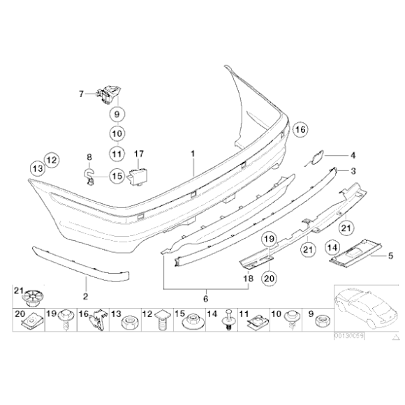 Osłona zderzaka tył dolna BMW E46 316 318 320 323 325 328 330 - 51127895234