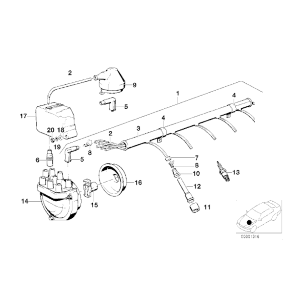 Pokrywka cewki zapłonowej BMW E12 E21 E23 E24 E28 E30 316 318 320 323 518 520 528728 730 735 745 - 12121273299