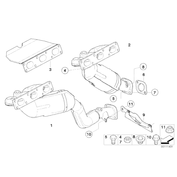 Nakrętka kolektora wydechowego BMW E30 E34 E36 E38 E39 E46 E53 E60 E63 E65 E70 X5 E81 E83 X3 E84 X1 E87 E90 F01 F10 - 1172143720
