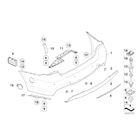Zaślepka ucha holowniczego gruntowana zderzaka tył M BMW E90 E90N 316 318 320 323 325 330 335 - 51128041134