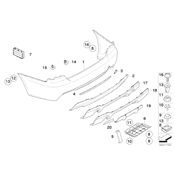 Osłona listwa zderzaka tył BMW E92 E93 316 318 320 323 325 328 330 335 - 51128041192