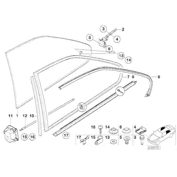 Osłona uszczelka szyby tył prawa BMW E36 Coupe 316i 318i 318is 320i 323i 325i 328i M3 - 51368119962
