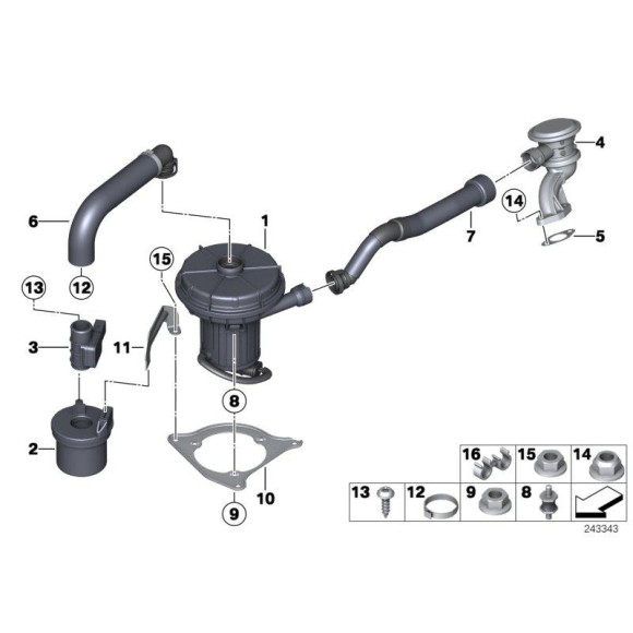 Filtr powietrza AGR wtórny BMW E53 X5 E83 X3 E60 545i 520i 530i 525i E64 645i X1 18i E90N 320i - 11727534722