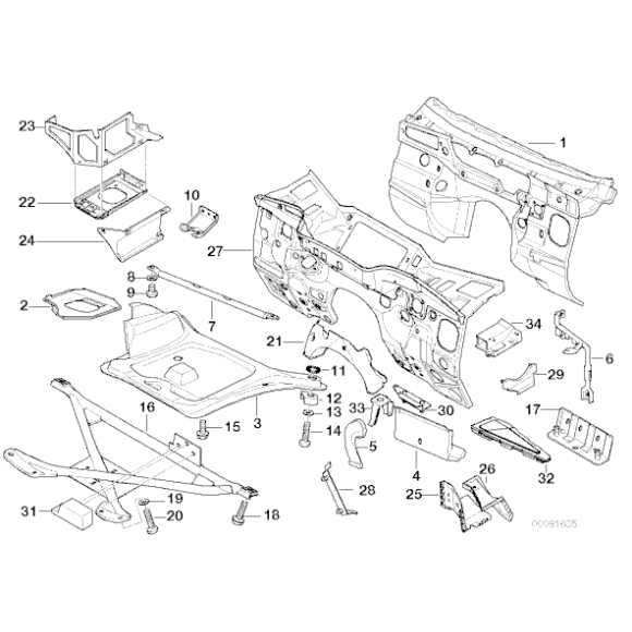 Połączenie wnęki koła / progu prawego BMW E36 316 318 320 323 325 328 M3 - 41118122562