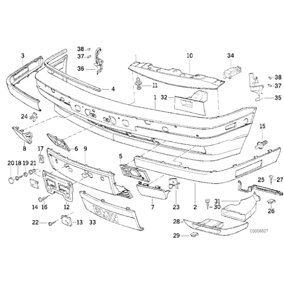 Kratka obudowy zderzaka przedniego BMW E34 518 520 525 530 540 M5 - 51118148821