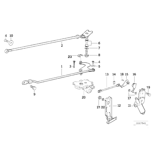 Dźwignia mechanizmu otwierania dachu elektrycznego BMW E36 Cabrio - 51258151877