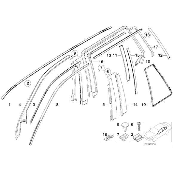 Listwa ozdobna słupka B tylna lewa BMW E39 520 523 525 528 530 535 540 - 51348159873