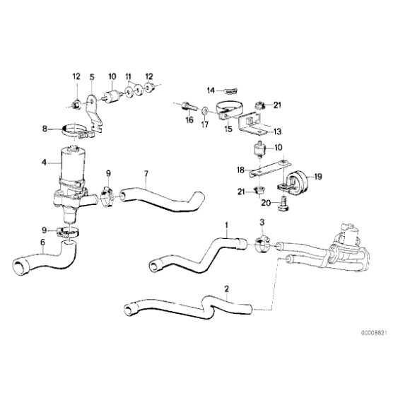 Przewód wody BMW E30 Z1 320e 325i 325ix M20 - 11531289377