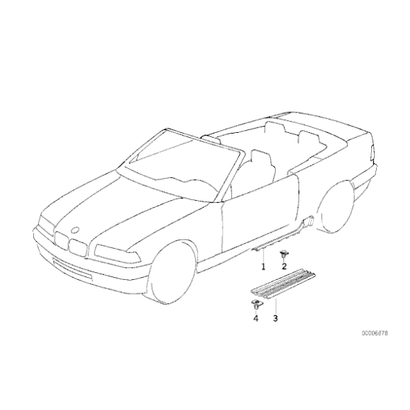 Osłona progu dolna lewa schwarz BMW E36 Cabrio 318 320 323 325 328 M3 - 51478165991
