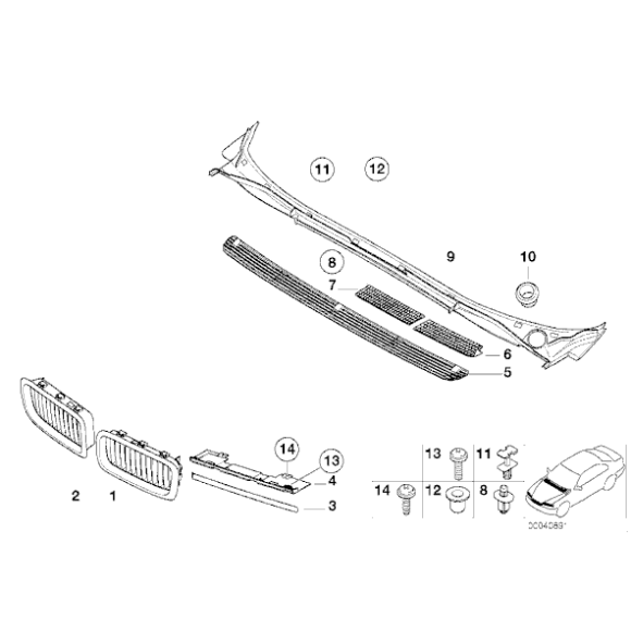 Uszczelka osłony podszybia BMW E38 725tds 728i 730i 730d 735i 740d 740i 750i - 51718177626