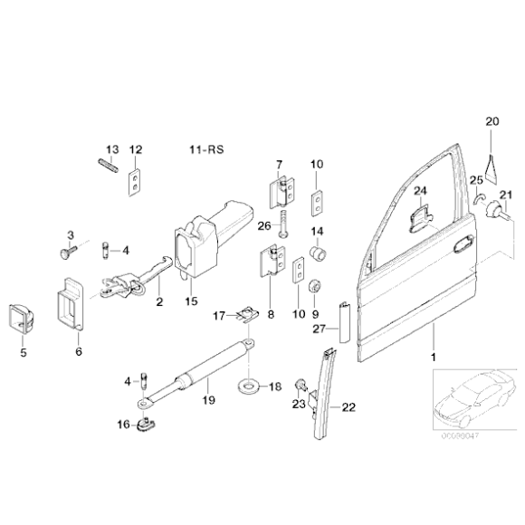 Zawias drzwi przód górny lewy BMW E38 725 728 730 735 740 750 prod. do 1998-06 - 41518184165