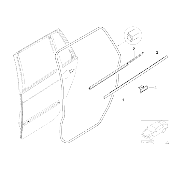 Uszczelka drzwi tył prawa BMW E46 sedan touring 316 318 320 323 325 328 330 - 51348194778