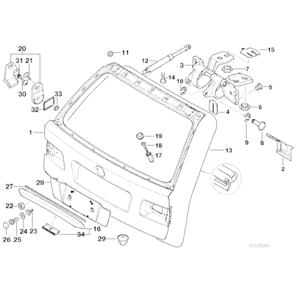 41328199467 Śruba klapy tył BMW E39 touring 520d 520i 523i 525i 525d 528i 530d 530i 540i - 41328199467 - Części oryginalne BMW Łódź | Sklep internetowy BMW