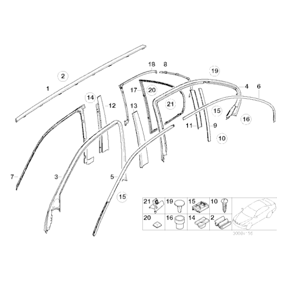 Uszczelka szyby tył prawa BMW E39 sedan 520 523 525 528 530 535 540 M5 - 51348201062