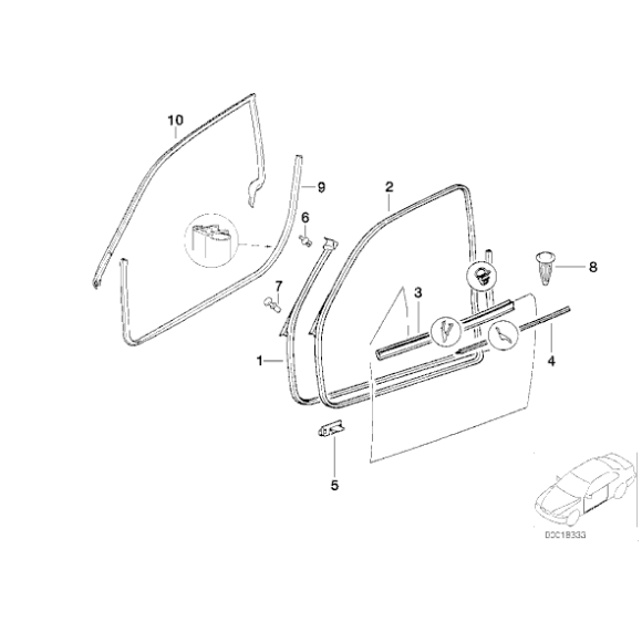 Osłona drzwi prawa BMW E36 Coupe Cabrio 316 318 320 323 325 328 M3 - 51328201066