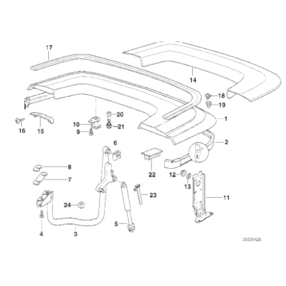 51178205043 Osłona składanego dachu lewa czarna BMW E36 cabrio 318i 320i 323i 325i 328i M3 - 51178205043 - Części oryginalne BMW Łódź | Sklep internetowy BMW